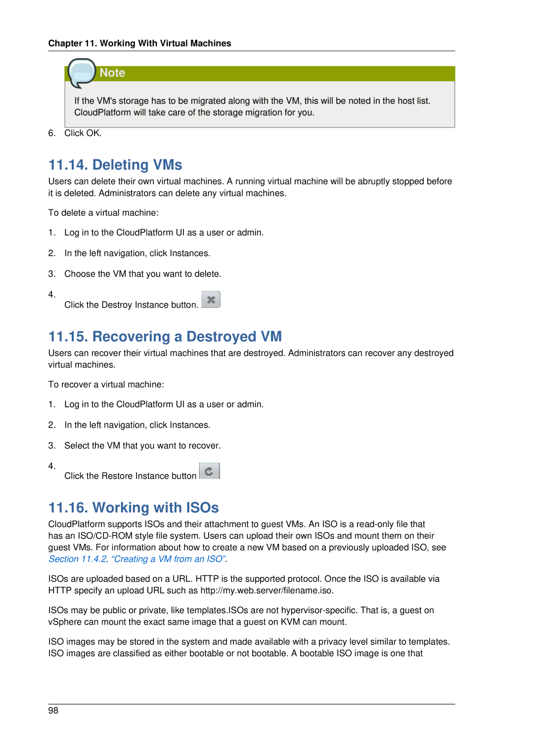 Citrix Systems 4.2 manual Deleting VMs, Recovering a Destroyed VM, Working with ISOs 