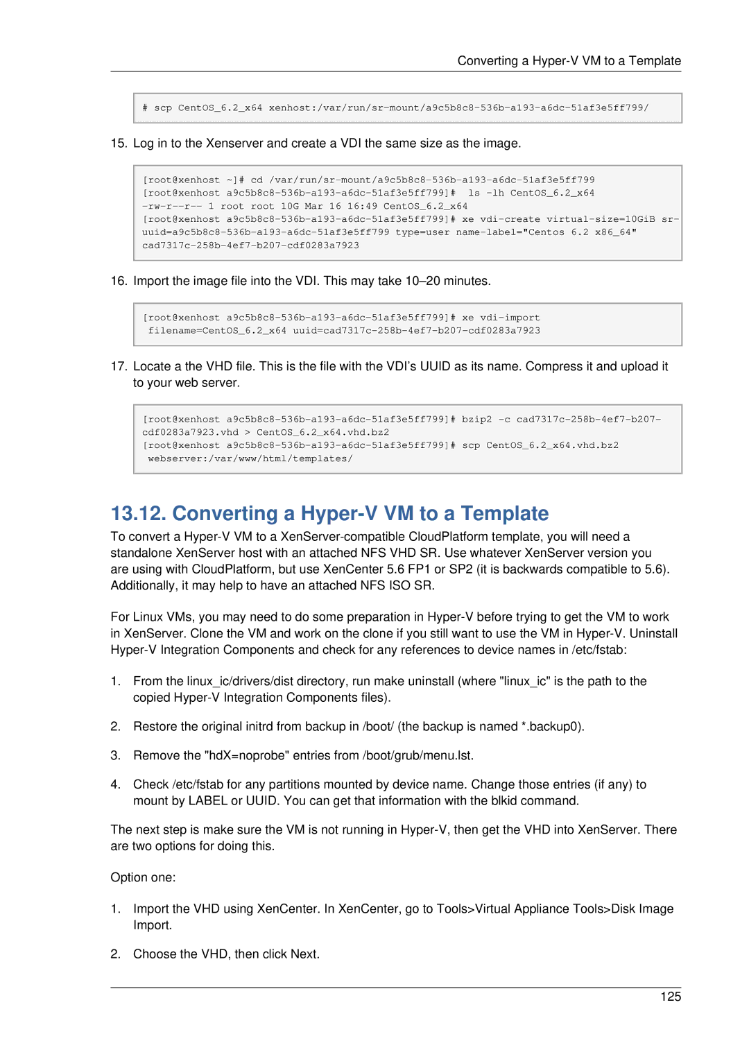 Citrix Systems 4.2 manual Converting a Hyper-V VM to a Template 