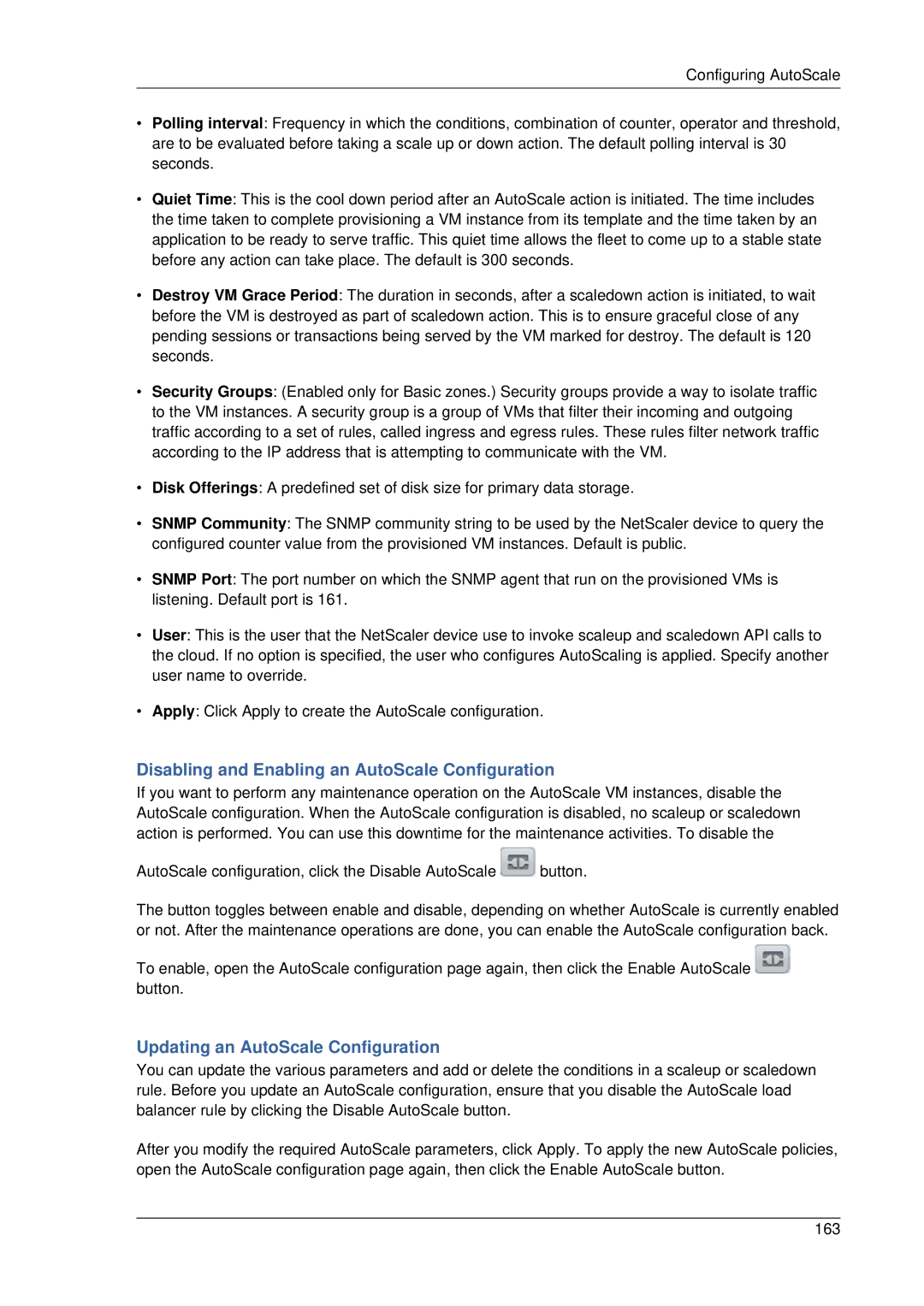 Citrix Systems 4.2 manual Disabling and Enabling an AutoScale Configuration, Updating an AutoScale Configuration 