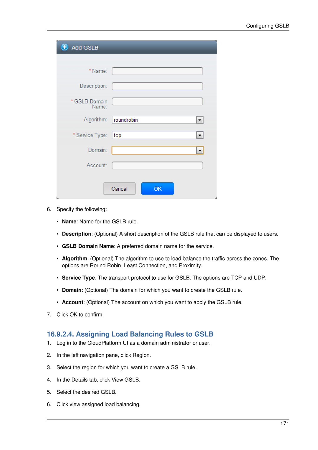 Citrix Systems 4.2 manual Assigning Load Balancing Rules to Gslb 