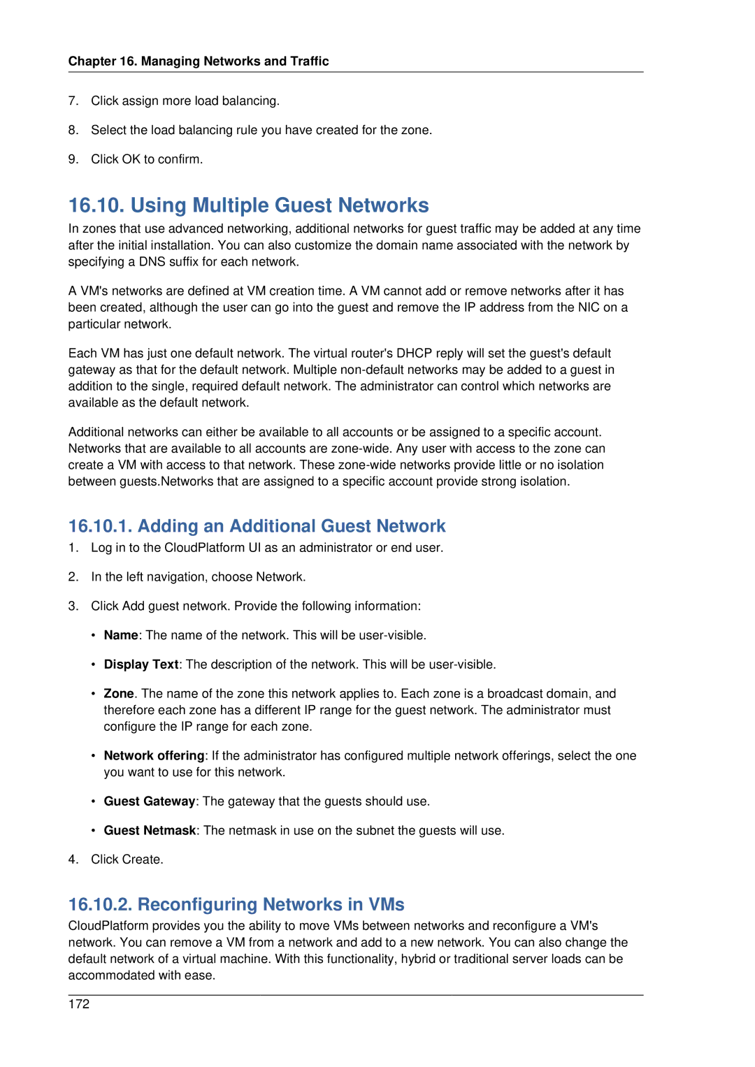 Citrix Systems 4.2 manual Using Multiple Guest Networks, Adding an Additional Guest Network, Reconfiguring Networks in VMs 