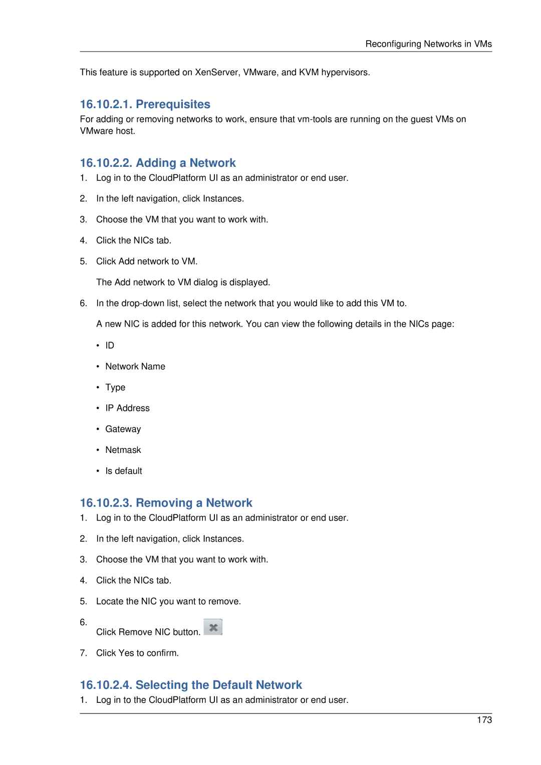 Citrix Systems 4.2 manual Prerequisites, Adding a Network, Removing a Network, Selecting the Default Network 