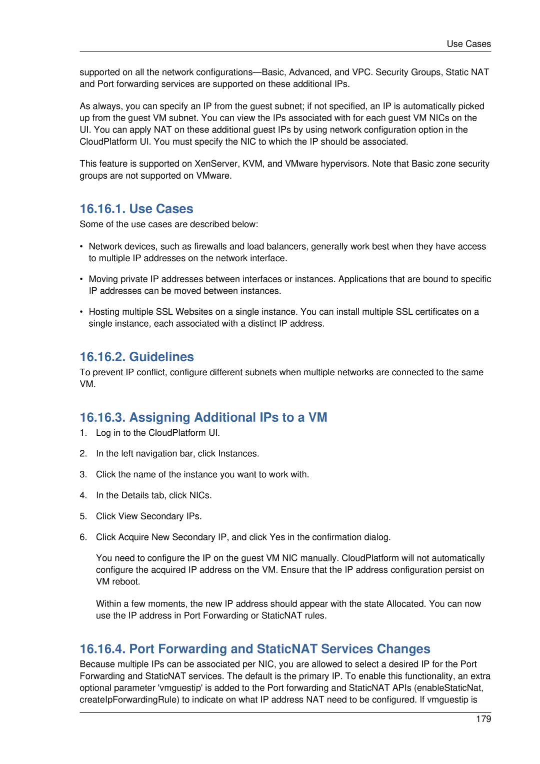 Citrix Systems 4.2 Use Cases, Guidelines, Assigning Additional IPs to a VM, Port Forwarding and StaticNAT Services Changes 