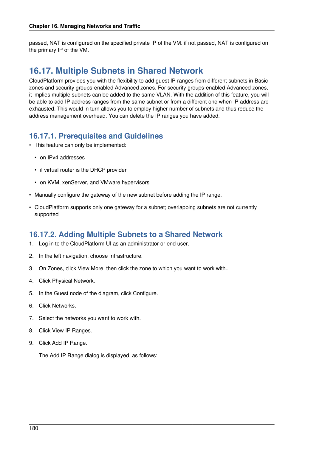 Citrix Systems 4.2 manual Multiple Subnets in Shared Network, Prerequisites and Guidelines 