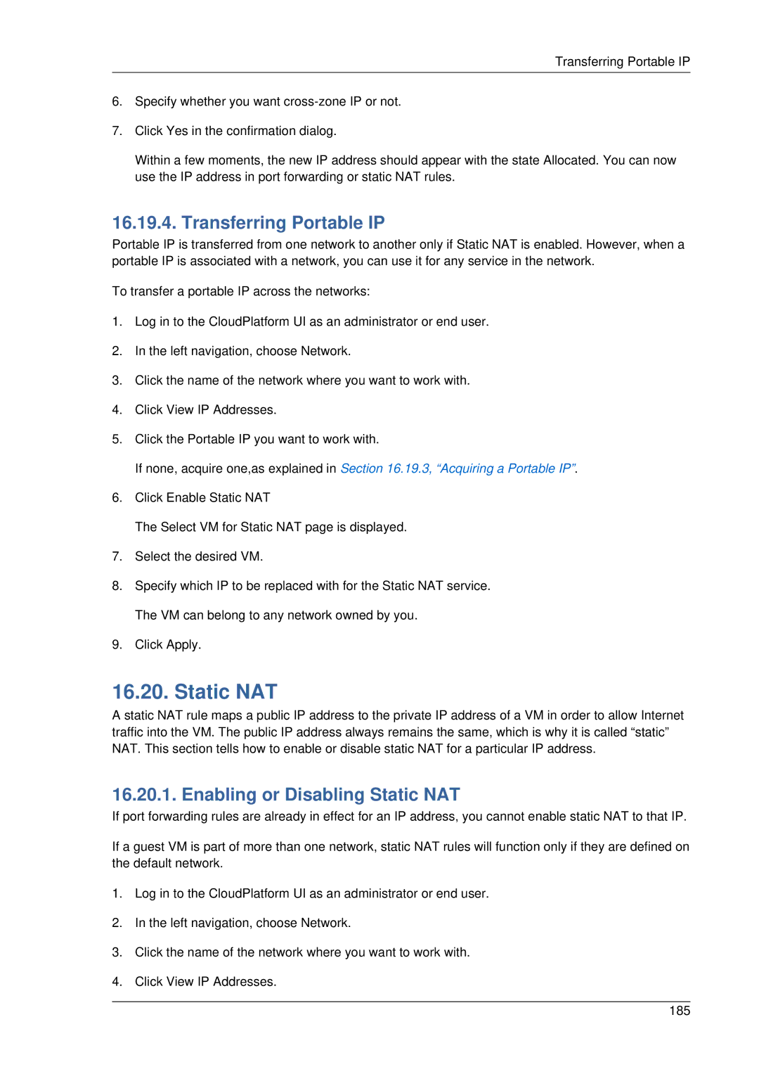 Citrix Systems 4.2 manual Transferring Portable IP, Enabling or Disabling Static NAT 