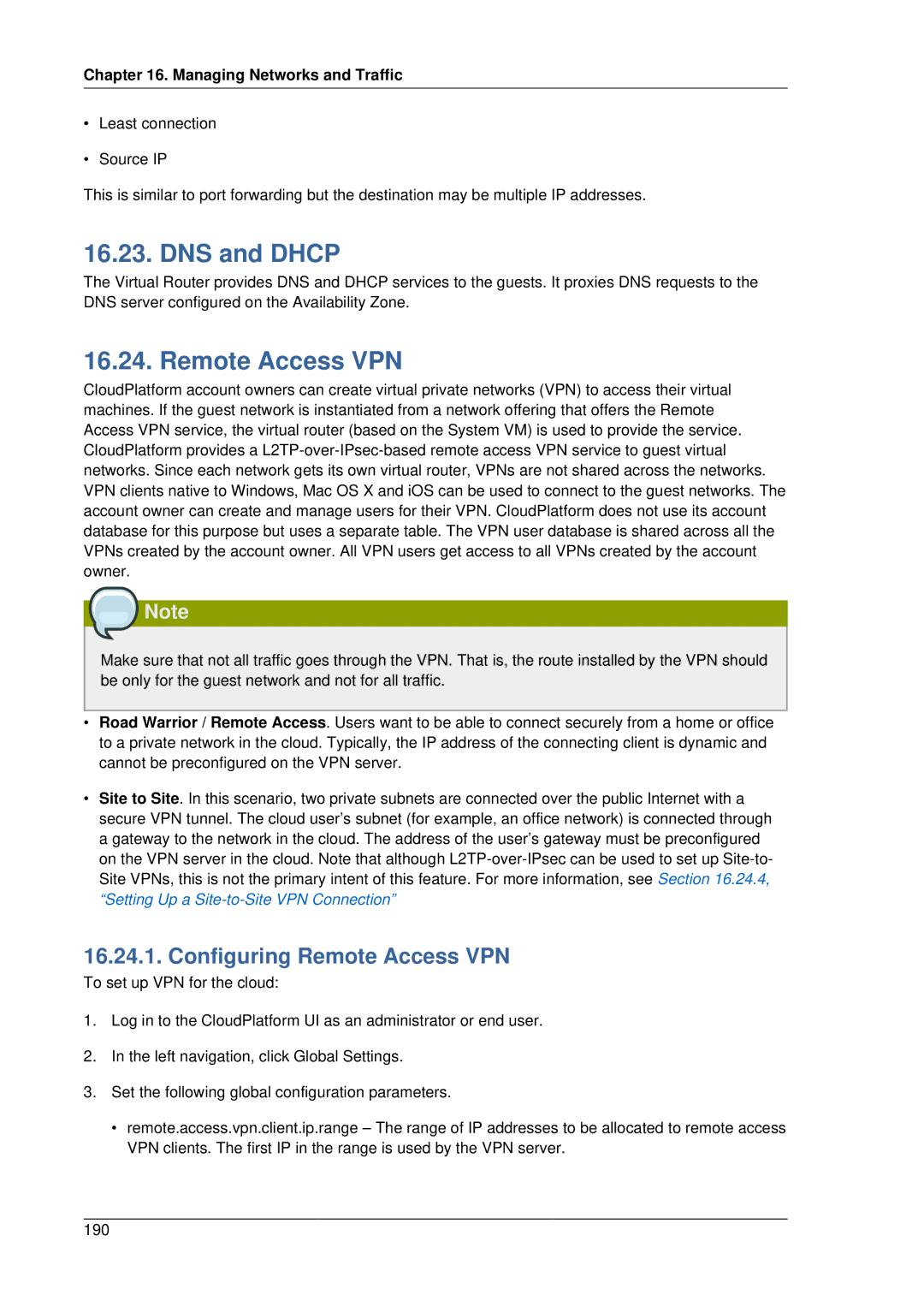 Citrix Systems 4.2 manual DNS and Dhcp, Configuring Remote Access VPN 