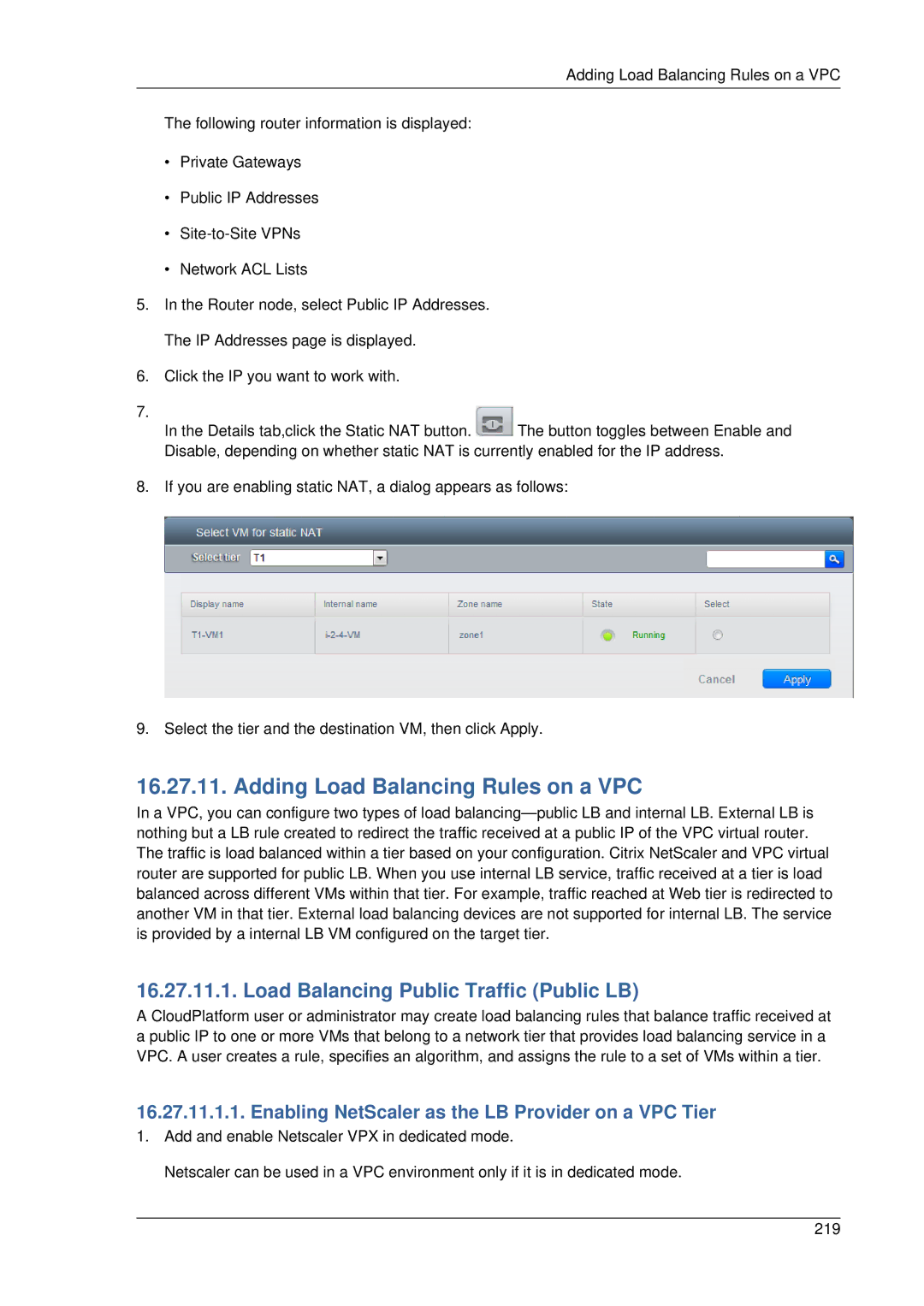 Citrix Systems 4.2 manual Adding Load Balancing Rules on a VPC, Load Balancing Public Traffic Public LB 