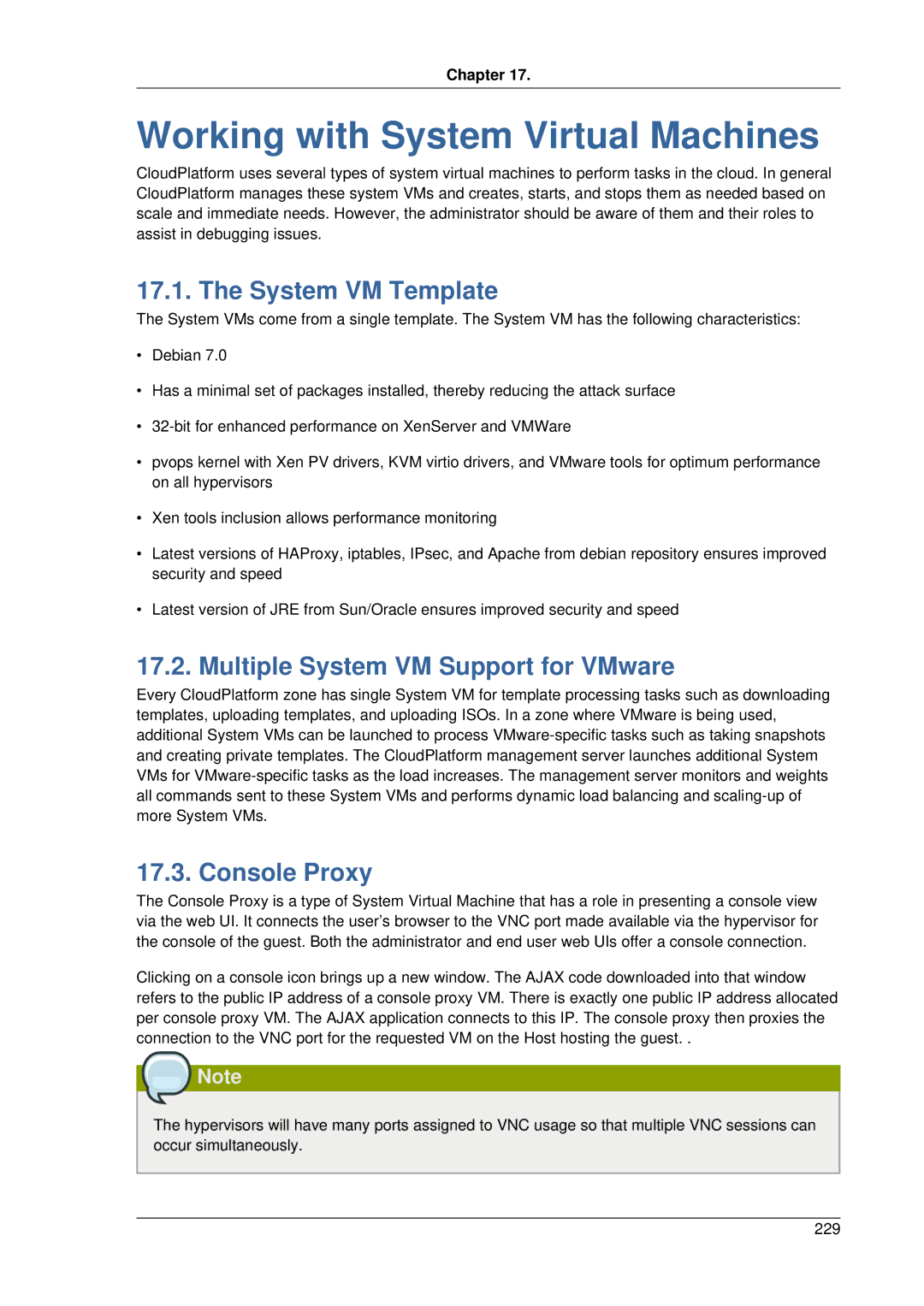 Citrix Systems 4.2 manual Working with System Virtual Machines, System VM Template, Multiple System VM Support for VMware 