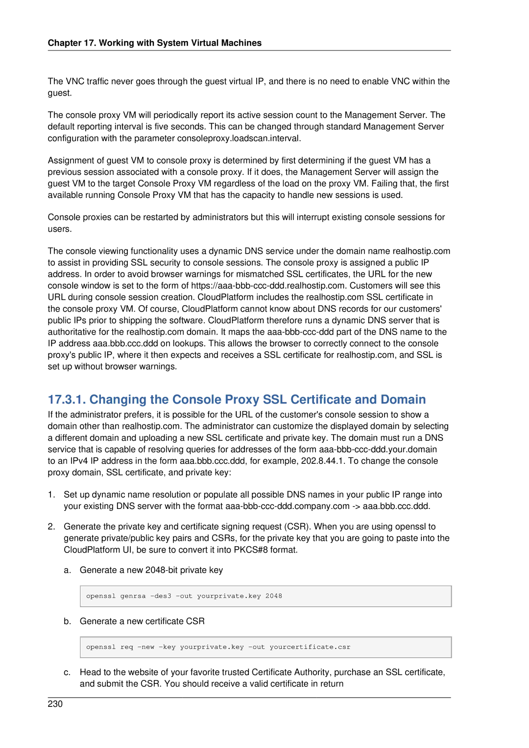 Citrix Systems 4.2 manual Changing the Console Proxy SSL Certificate and Domain, Working with System Virtual Machines 