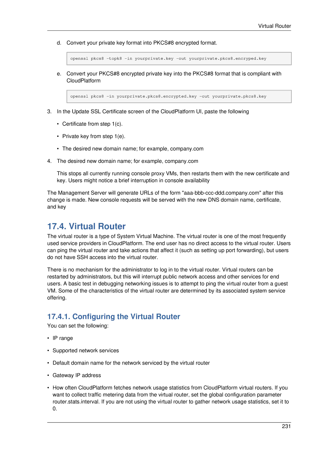 Citrix Systems 4.2 manual Configuring the Virtual Router 