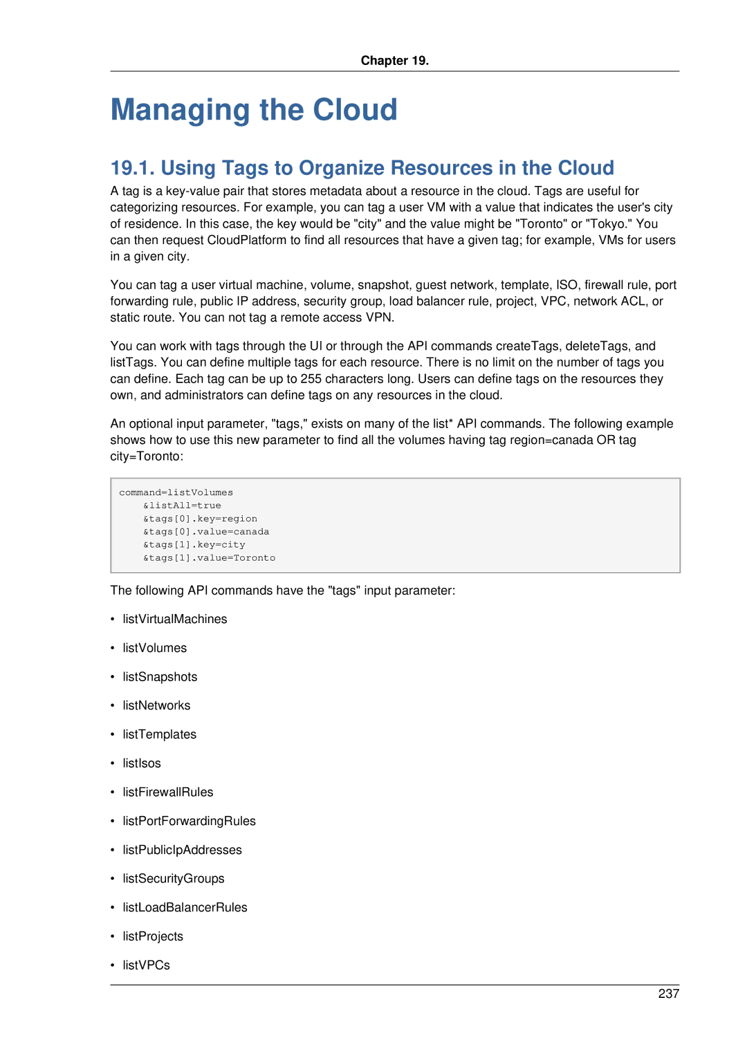 Citrix Systems 4.2 manual Managing the Cloud, Using Tags to Organize Resources in the Cloud 