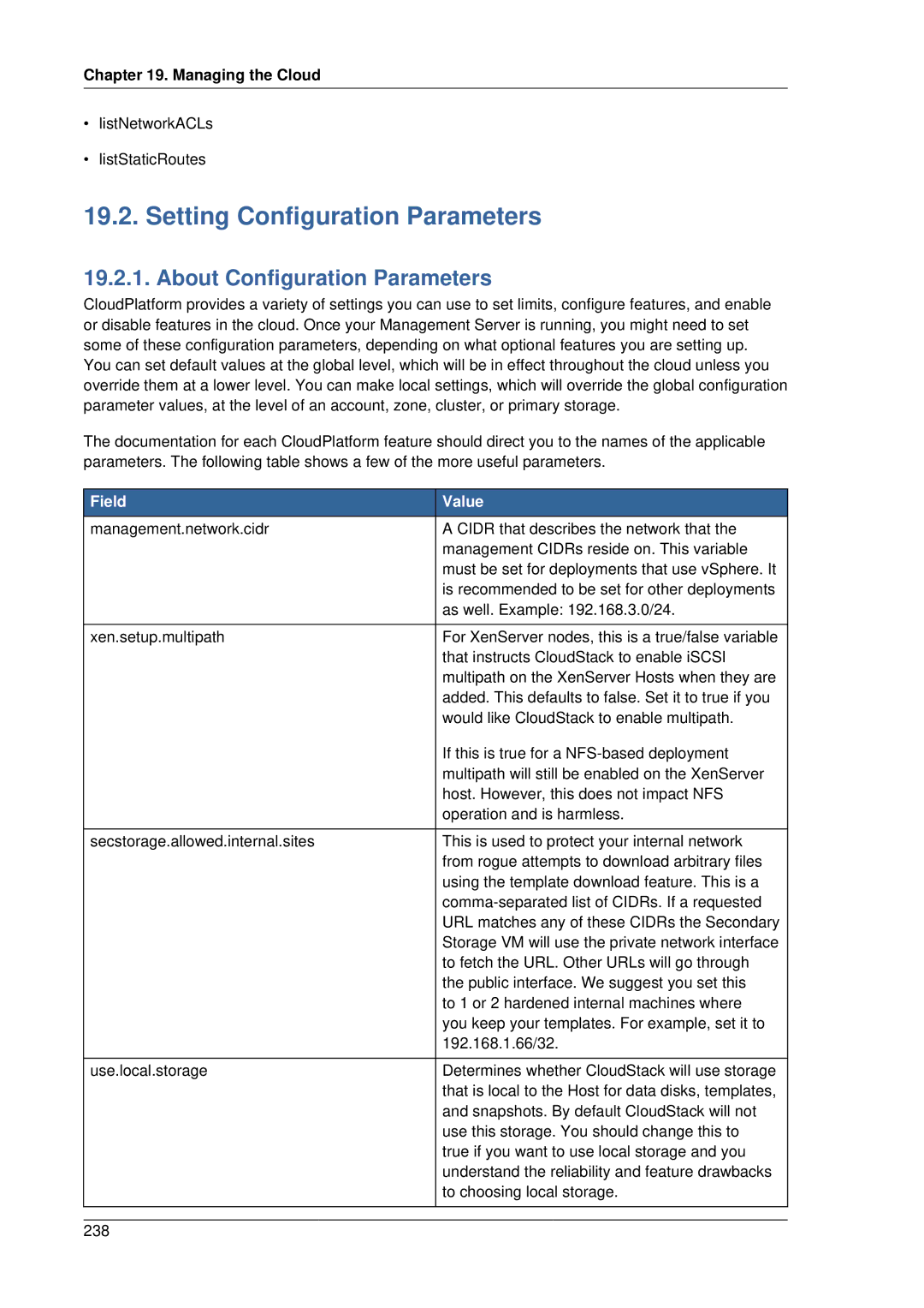 Citrix Systems 4.2 manual Setting Configuration Parameters, About Configuration Parameters, Managing the Cloud 