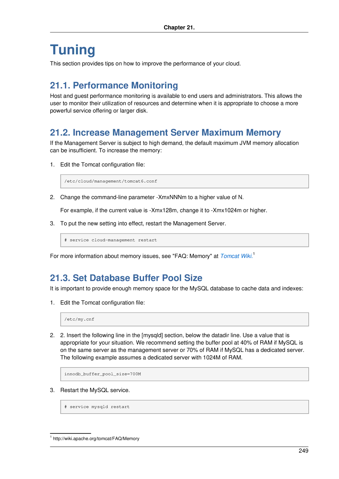 Citrix Systems 4.2 manual Tuning, Performance Monitoring, Increase Management Server Maximum Memory 