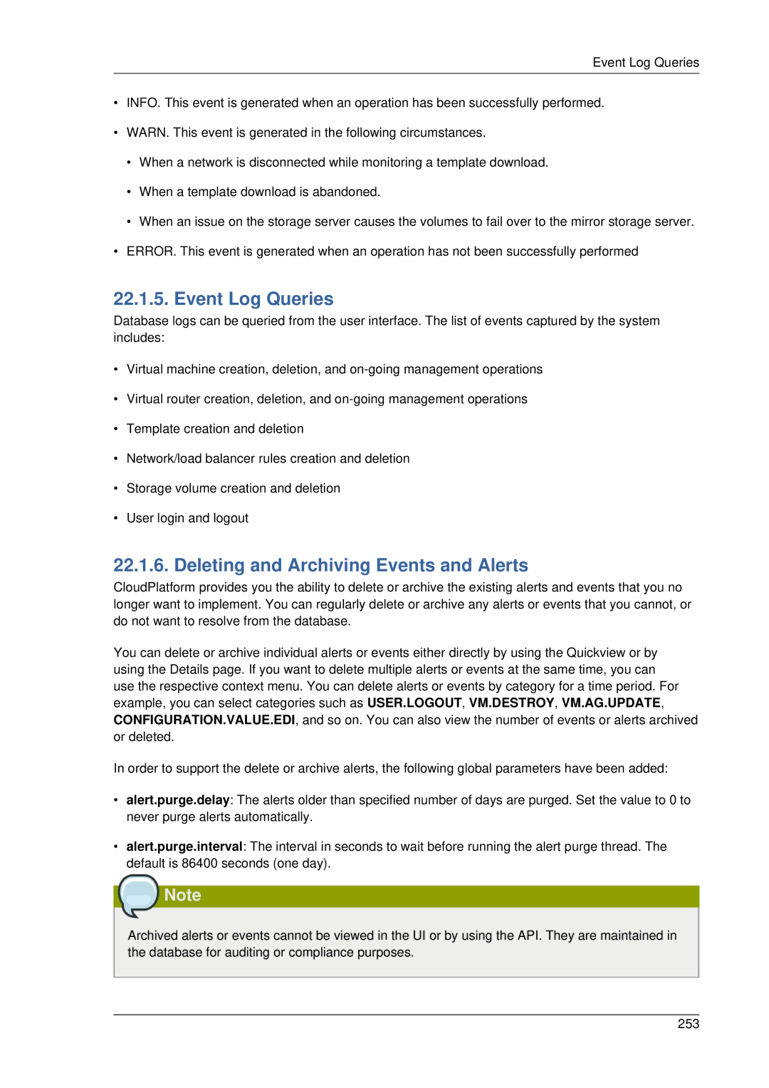 Citrix Systems 4.2 manual Event Log Queries, Deleting and Archiving Events and Alerts 