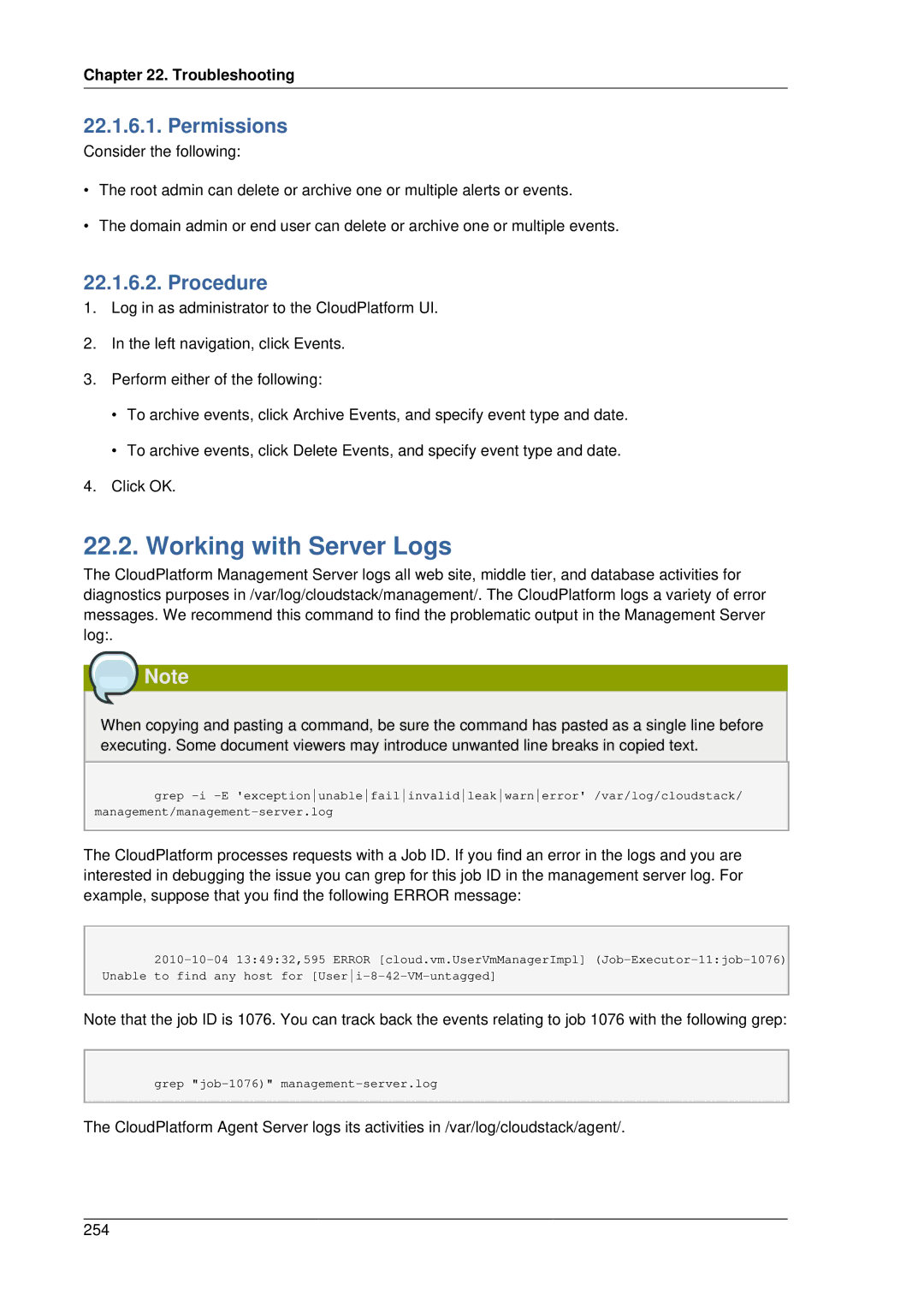 Citrix Systems 4.2 manual Working with Server Logs, Permissions, Procedure 