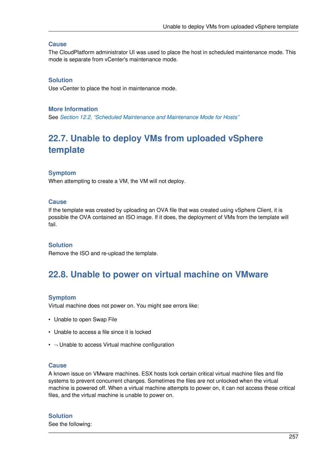 Citrix Systems 4.2 manual Unable to deploy VMs from uploaded vSphere template, Unable to power on virtual machine on VMware 