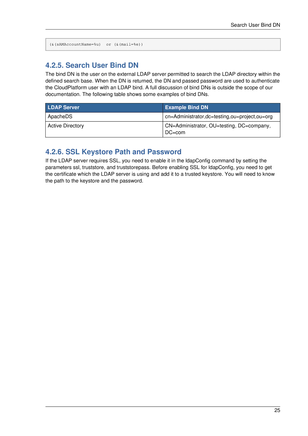 Citrix Systems 4.2 manual Search User Bind DN, SSL Keystore Path and Password 