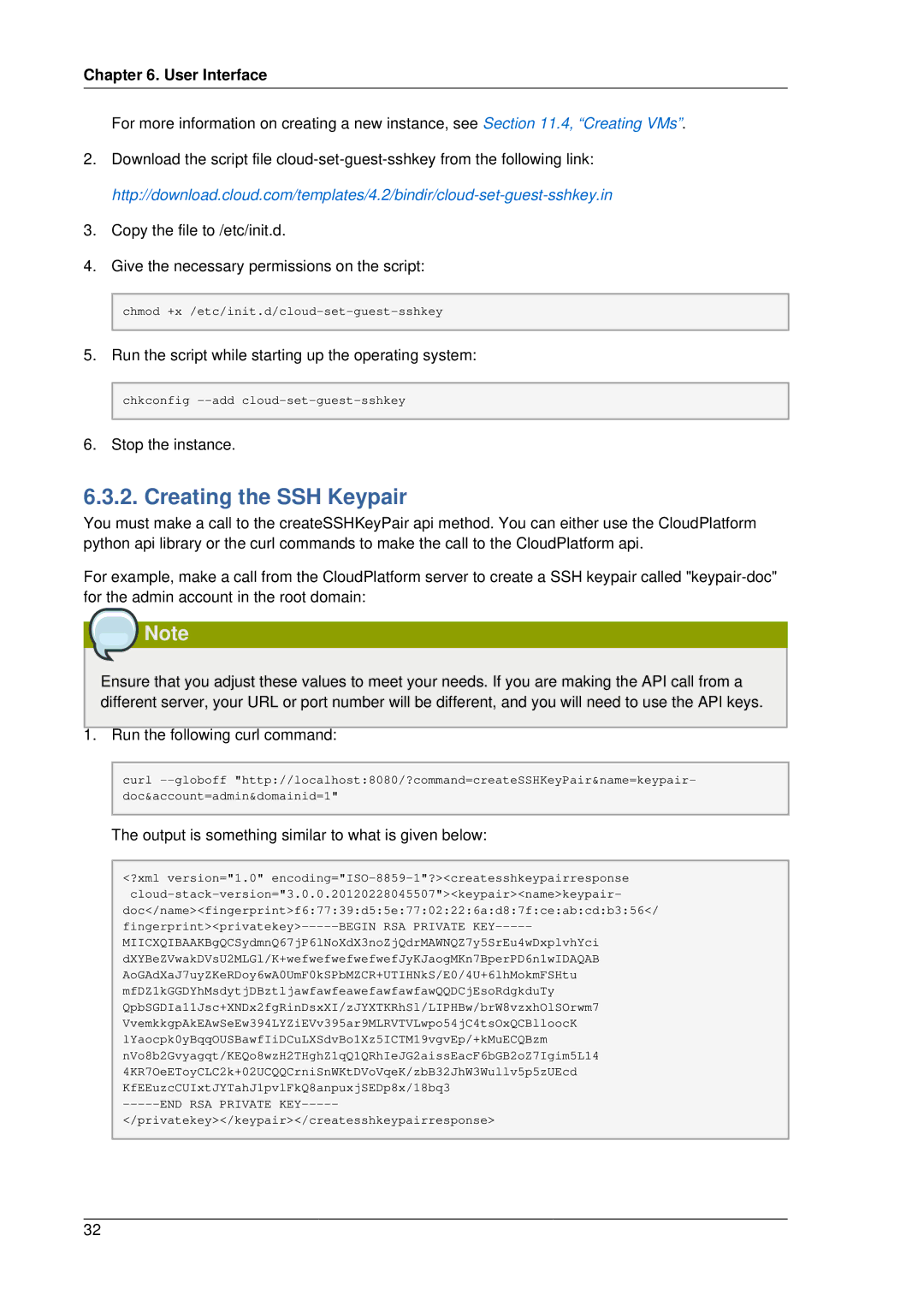 Citrix Systems 4.2 manual Creating the SSH Keypair, Output is something similar to what is given below 