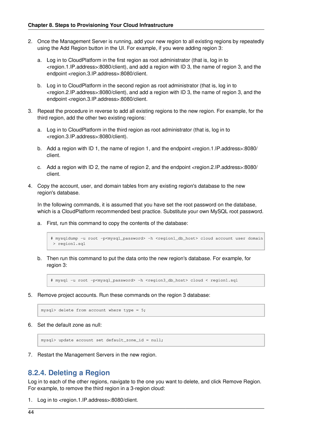 Citrix Systems 4.2 manual Deleting a Region 