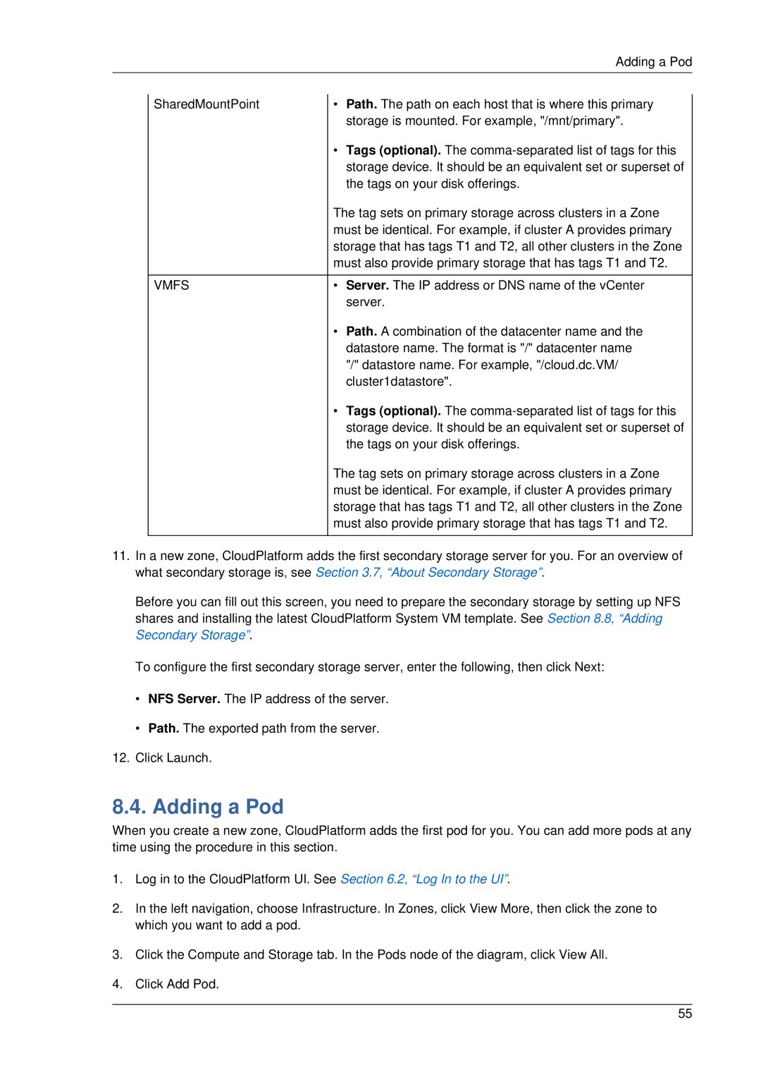 Citrix Systems 4.2 manual Adding a Pod, Vmfs 