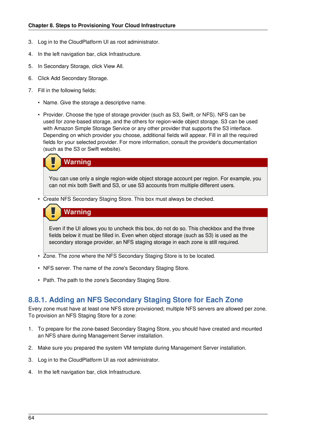 Citrix Systems 4.2 manual Adding an NFS Secondary Staging Store for Each Zone 