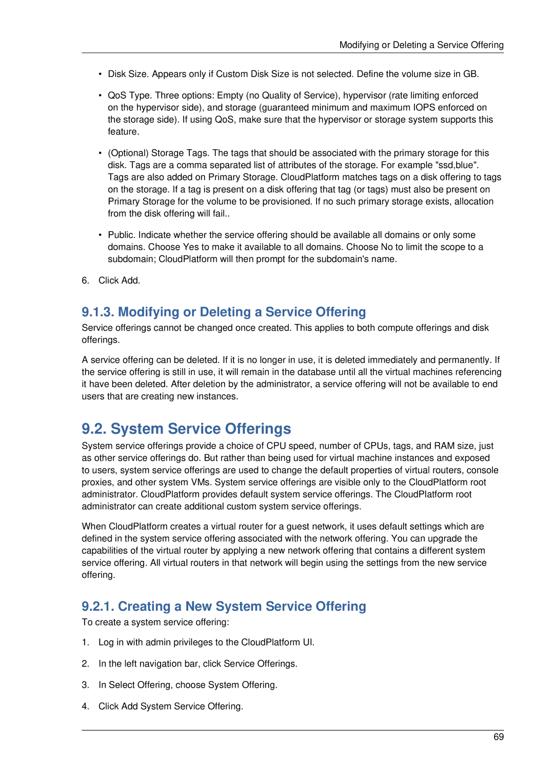 Citrix Systems 4.2 manual System Service Offerings, Modifying or Deleting a Service Offering 