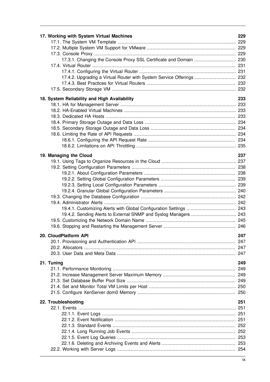 Citrix Systems 4.2 Working with System Virtual Machines 229, System Reliability and High Availability 233, Tuning 249 