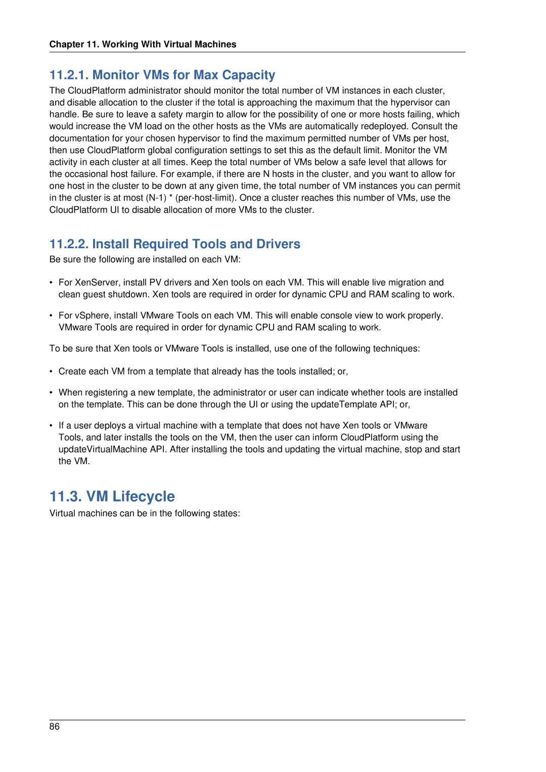 Citrix Systems 4.2 manual VM Lifecycle, Monitor VMs for Max Capacity, Install Required Tools and Drivers 