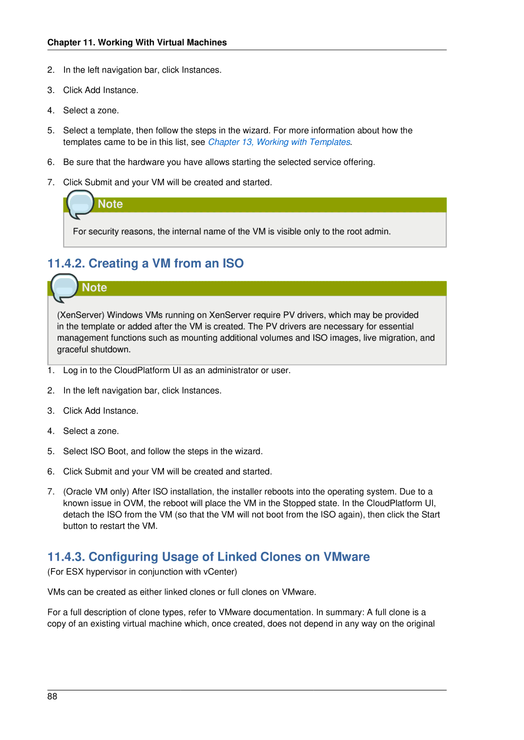 Citrix Systems 4.2 manual Creating a VM from an ISO, Configuring Usage of Linked Clones on VMware 