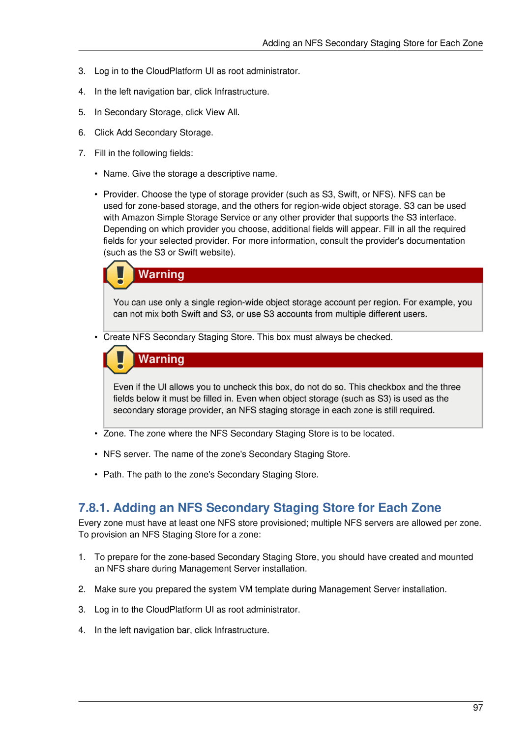 Citrix Systems 4.2 manual Adding an NFS Secondary Staging Store for Each Zone 