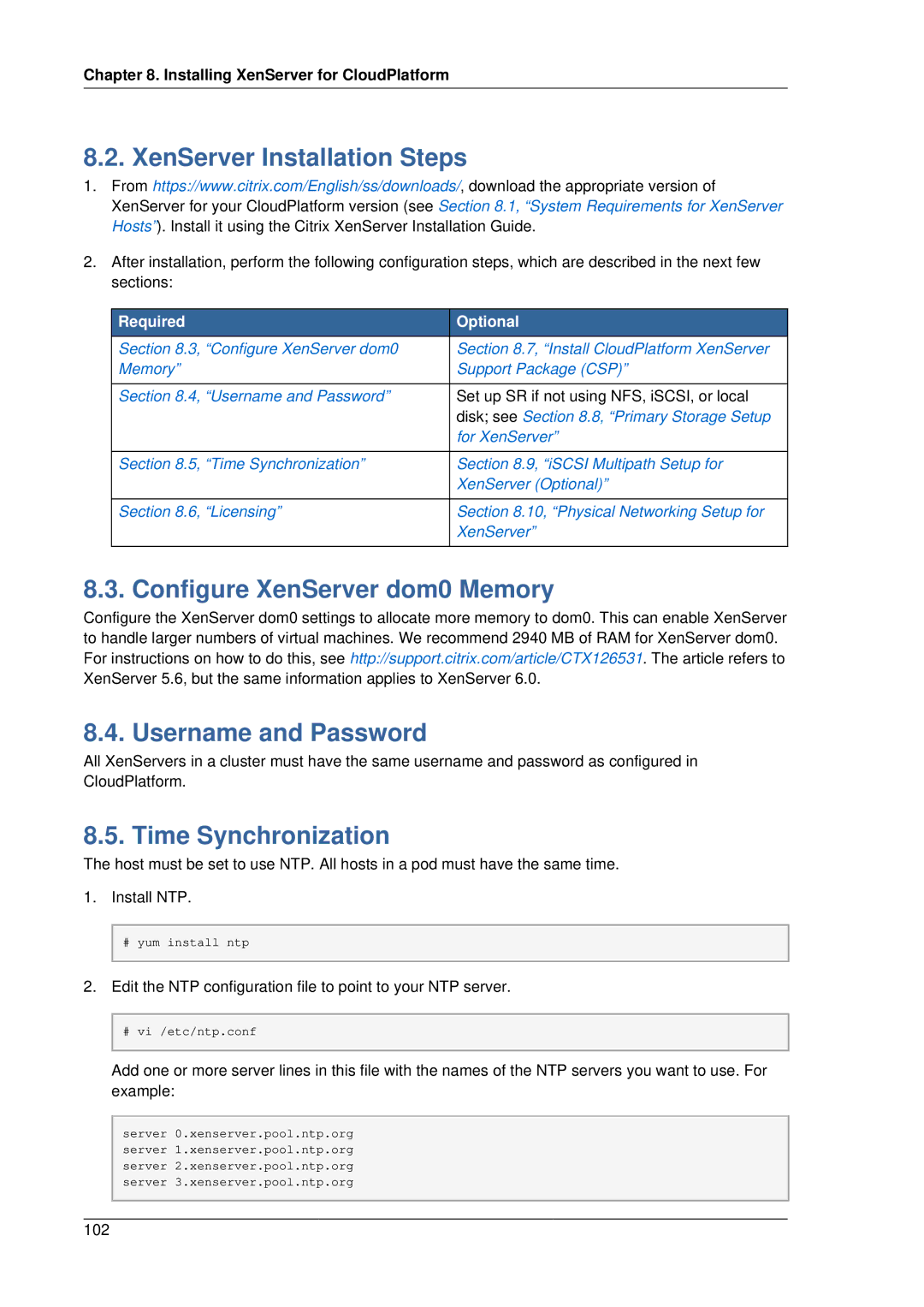 Citrix Systems 4.2 manual XenServer Installation Steps, Configure XenServer dom0 Memory Username and Password 