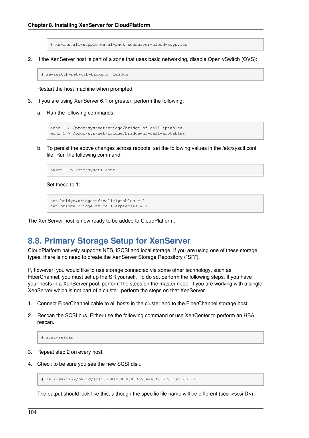 Citrix Systems 4.2 manual Primary Storage Setup for XenServer 