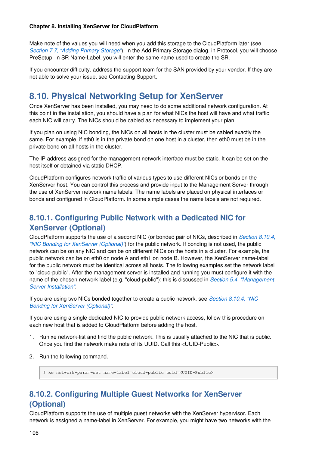 Citrix Systems 4.2 Physical Networking Setup for XenServer, Configuring Multiple Guest Networks for XenServer Optional 