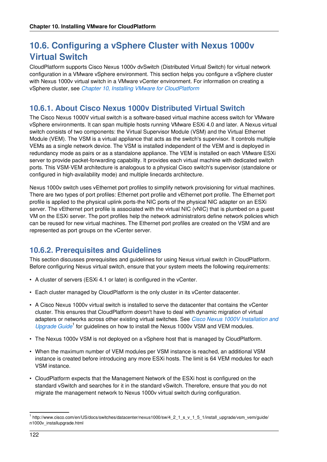 Citrix Systems 4.2 manual About Cisco Nexus 1000v Distributed Virtual Switch, Prerequisites and Guidelines 