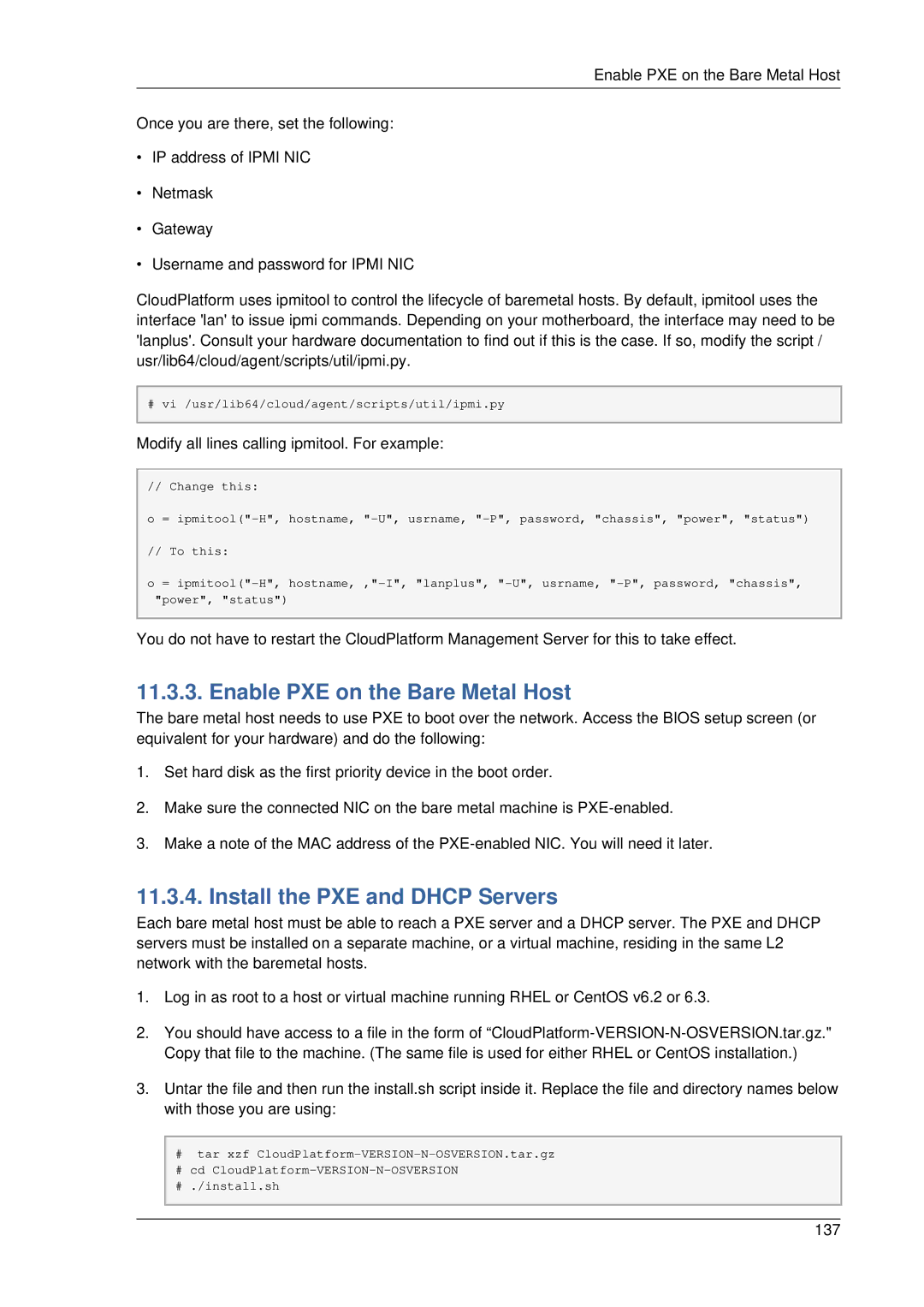 Citrix Systems 4.2 manual Enable PXE on the Bare Metal Host, Install the PXE and Dhcp Servers 