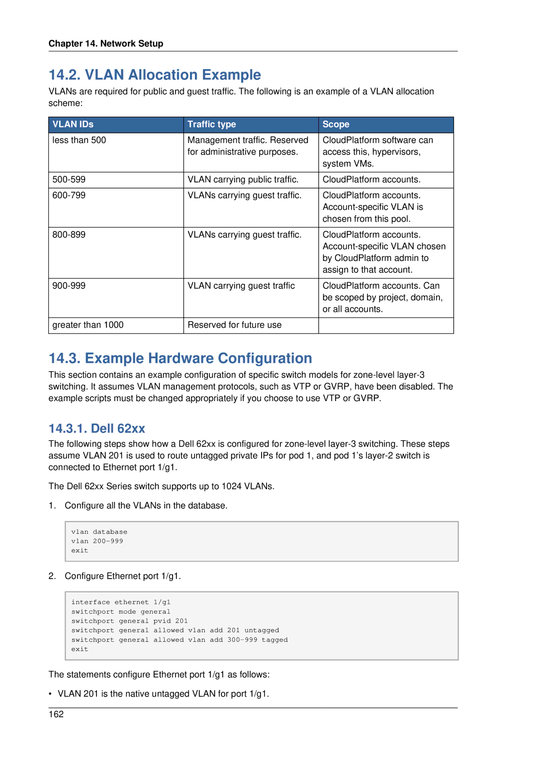 Citrix Systems 4.2 manual Vlan Allocation Example, Example Hardware Configuration, Dell, Network Setup 