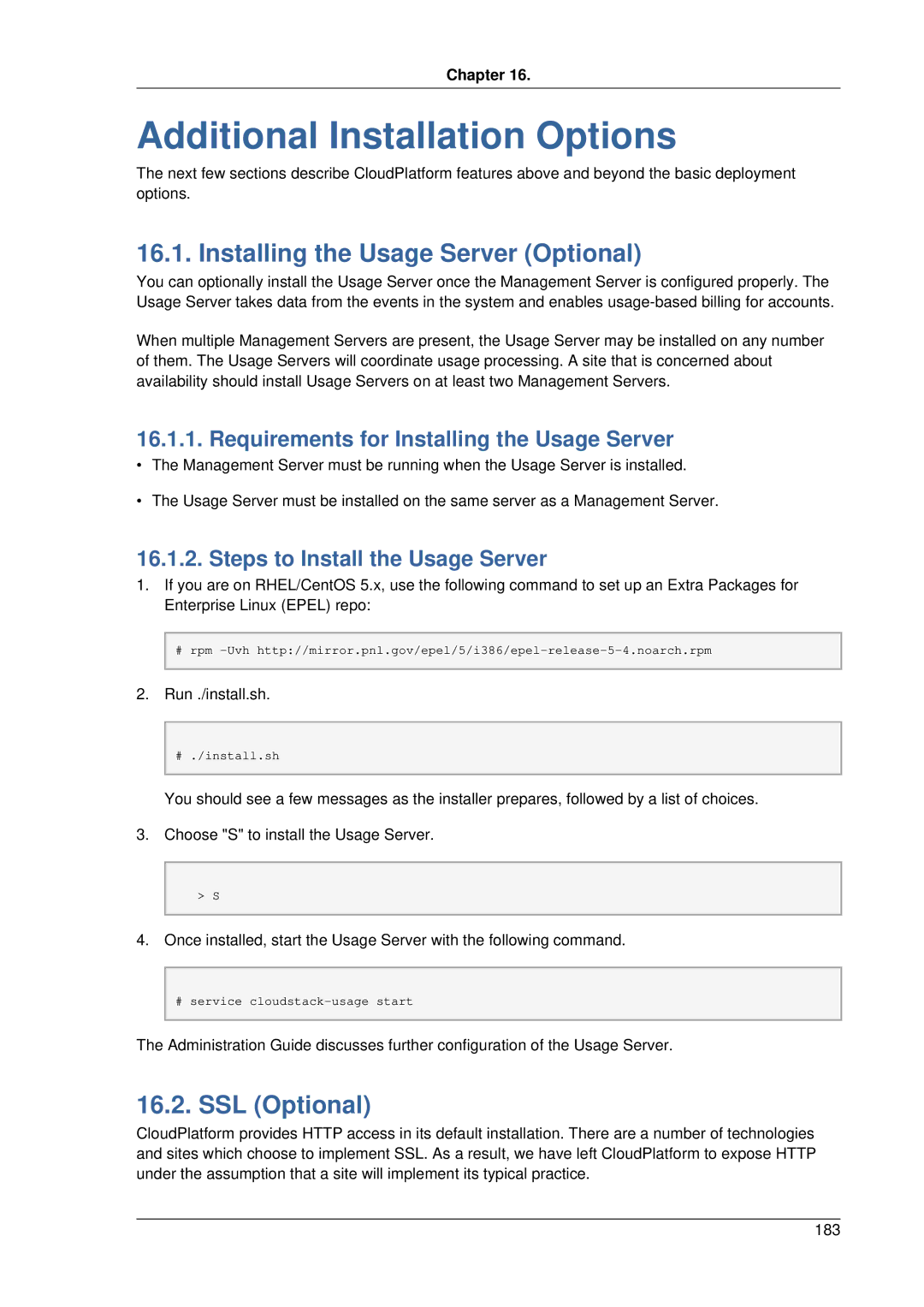 Citrix Systems 4.2 manual Additional Installation Options, Installing the Usage Server Optional, SSL Optional 