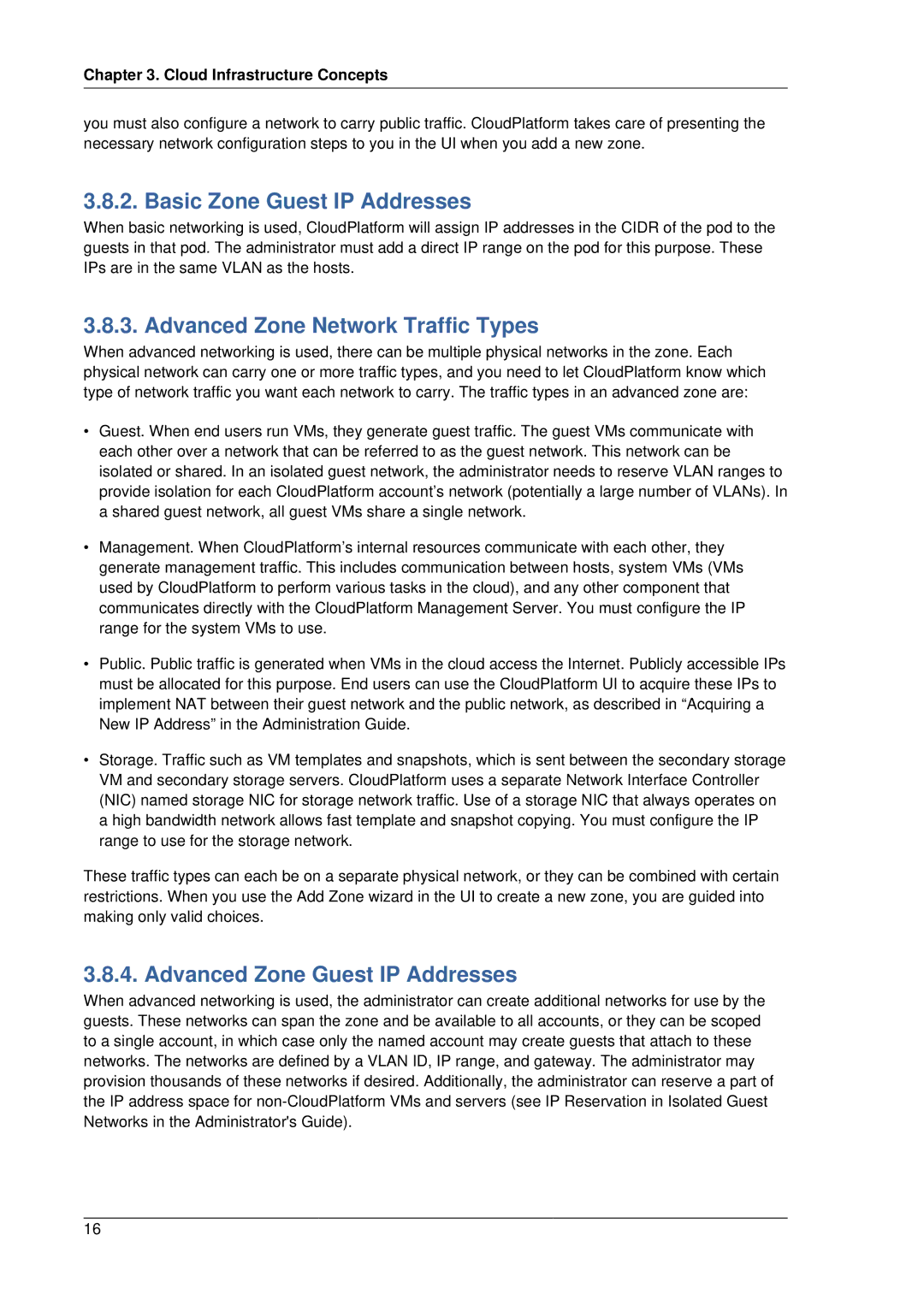 Citrix Systems 4.2 Basic Zone Guest IP Addresses, Advanced Zone Network Traffic Types, Advanced Zone Guest IP Addresses 