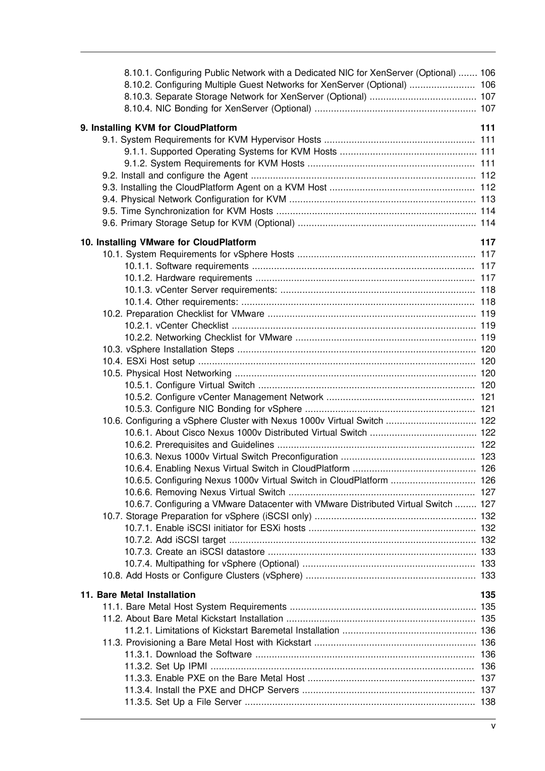 Citrix Systems 4.2 manual Installing KVM for CloudPlatform 111, Installing VMware for CloudPlatform 117 