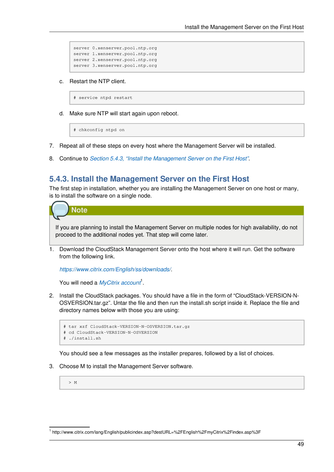 Citrix Systems 4.2 manual Install the Management Server on the First Host 