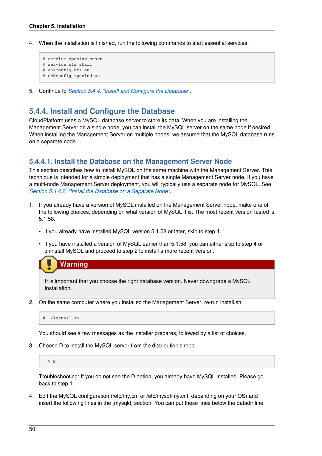 Citrix Systems 4.2 manual Install and Configure the Database, Install the Database on the Management Server Node 