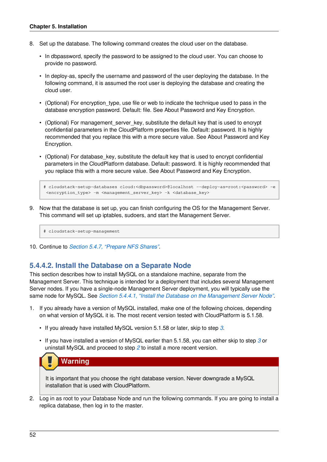 Citrix Systems 4.2 manual Install the Database on a Separate Node 