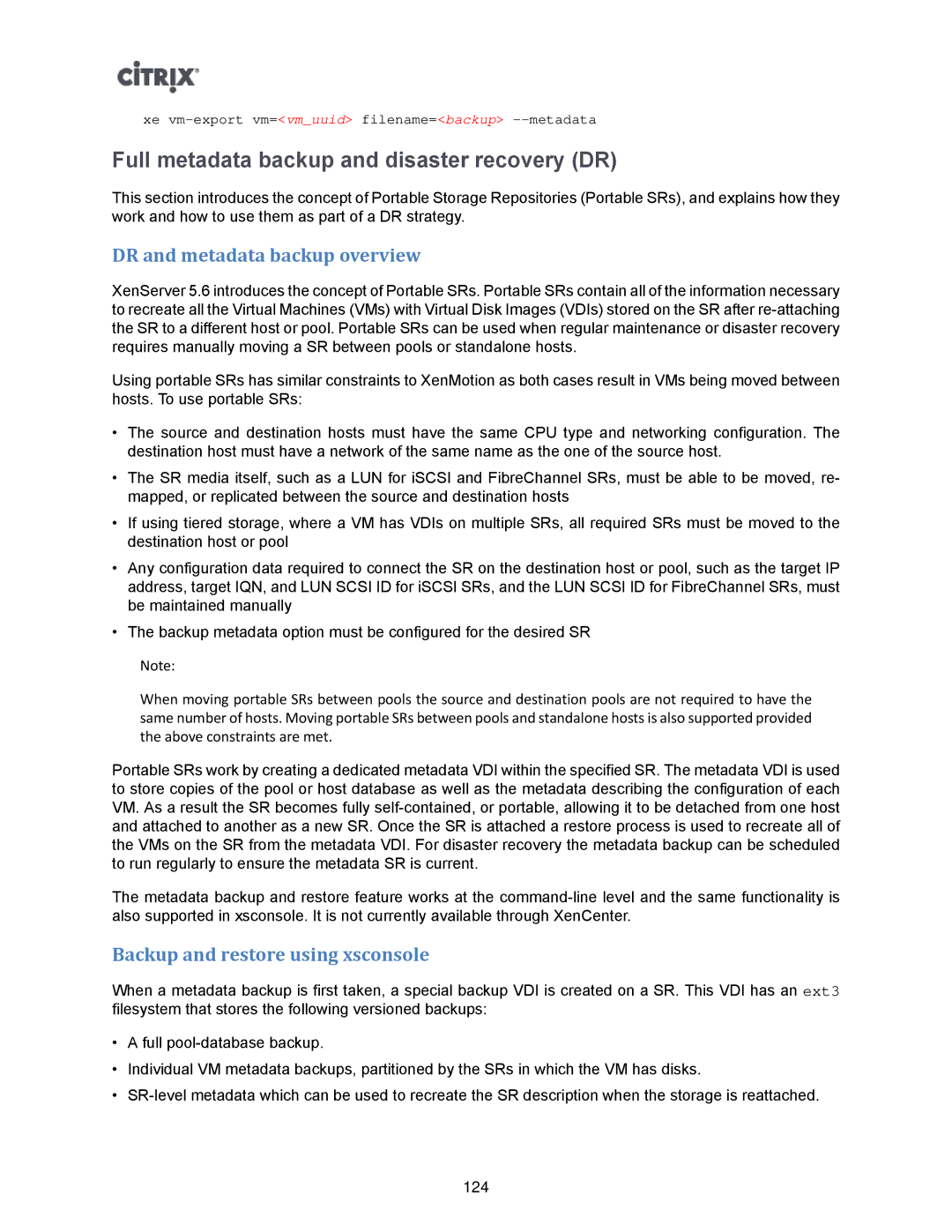 Citrix Systems 5.6 manual Full metadata backup and disaster recovery DR, DR and metadata backup overview 