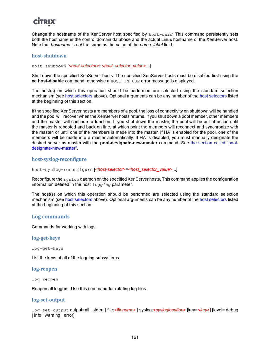 Citrix Systems 5.6 manual Log commands 