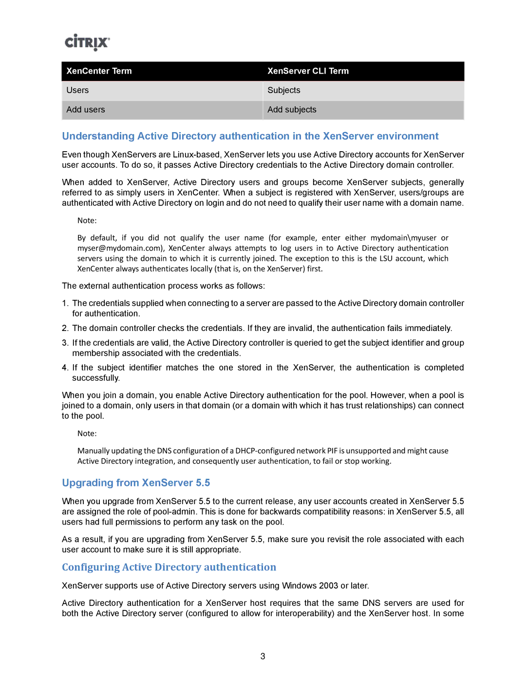 Citrix Systems 5.6 manual Configuring Active Directory authentication, Upgrading from XenServer 