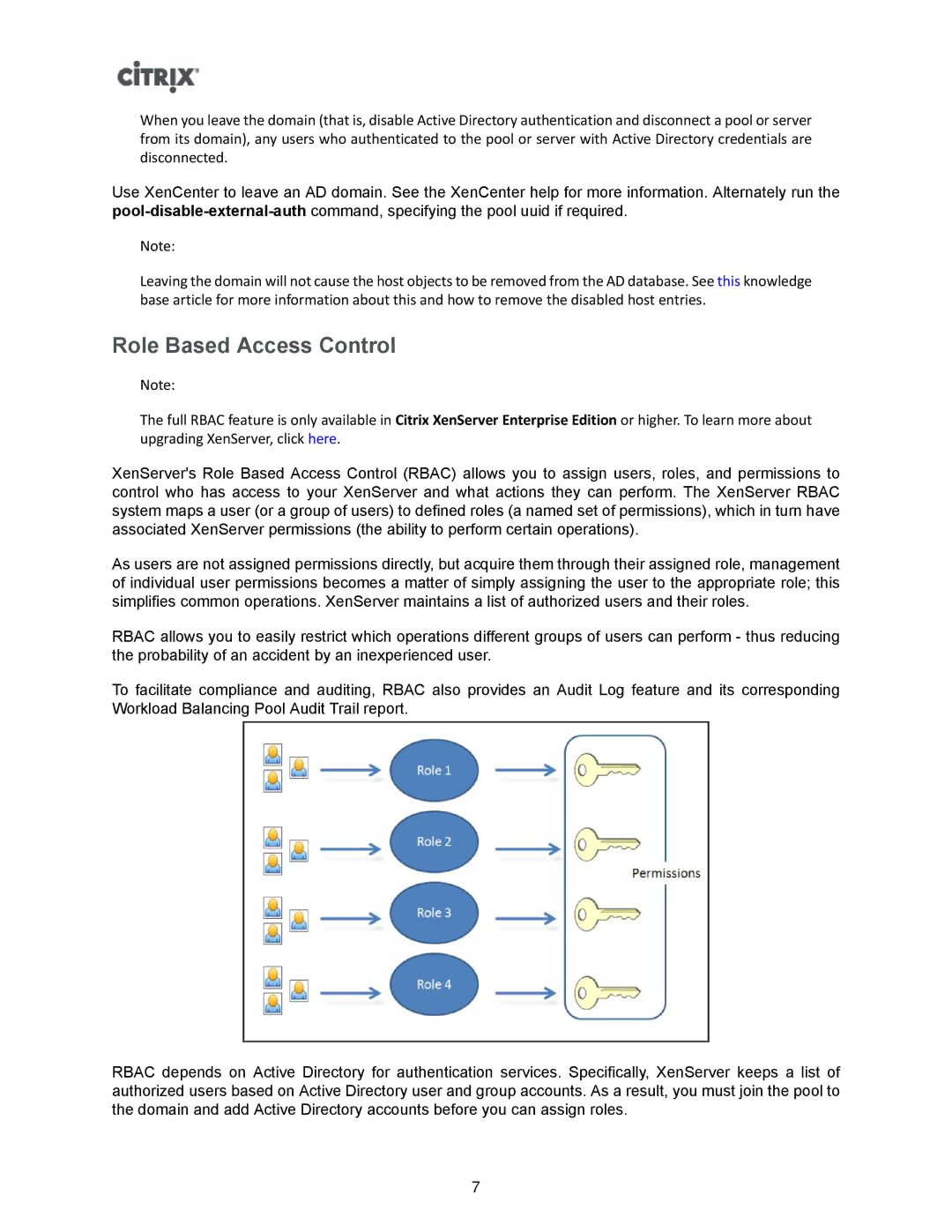 Citrix Systems 5.6 manual Role Based Access Control 