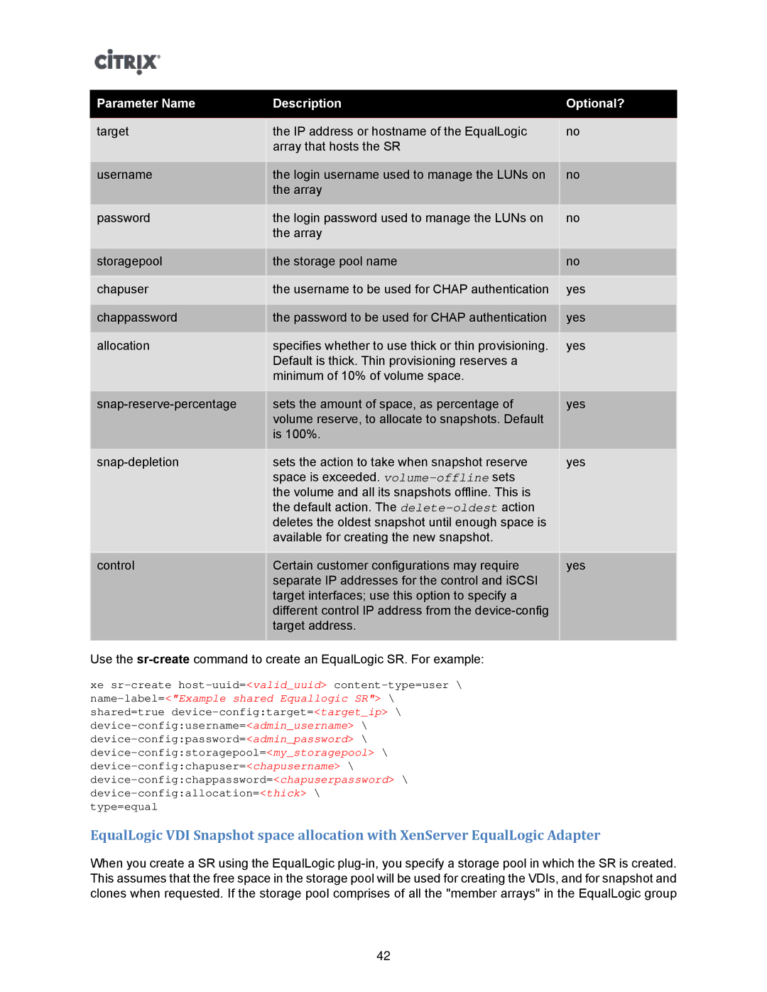 Citrix Systems 5.6 manual Parameter Name Description Optional? 