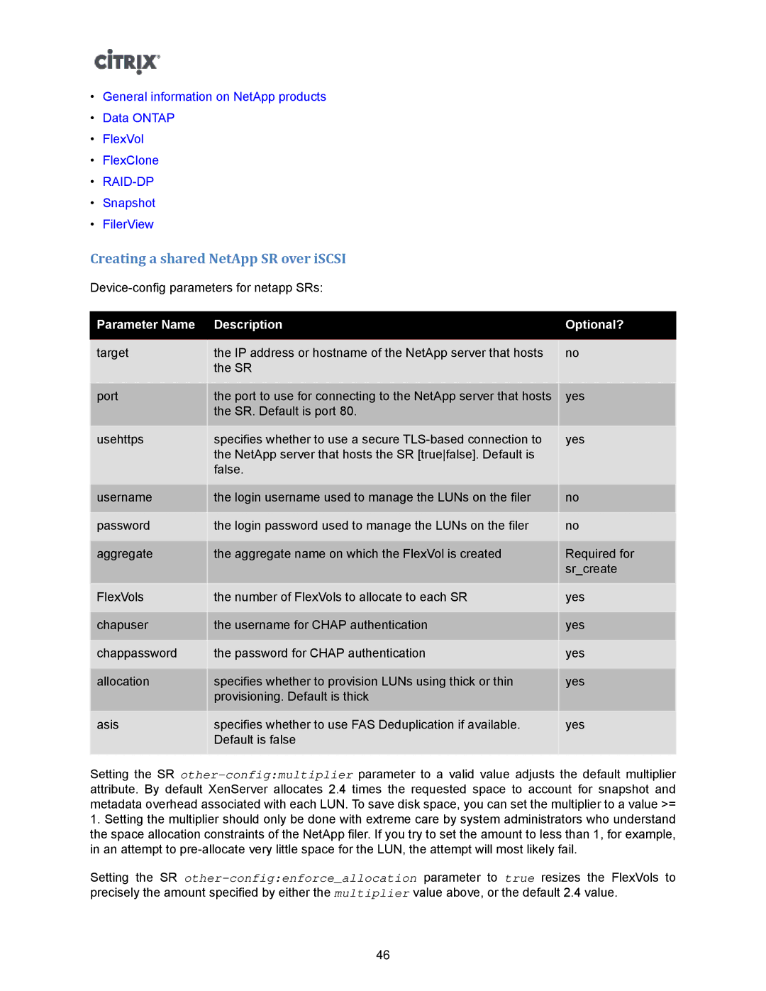 Citrix Systems 5.6 manual Creating a shared NetApp SR over iSCSI 