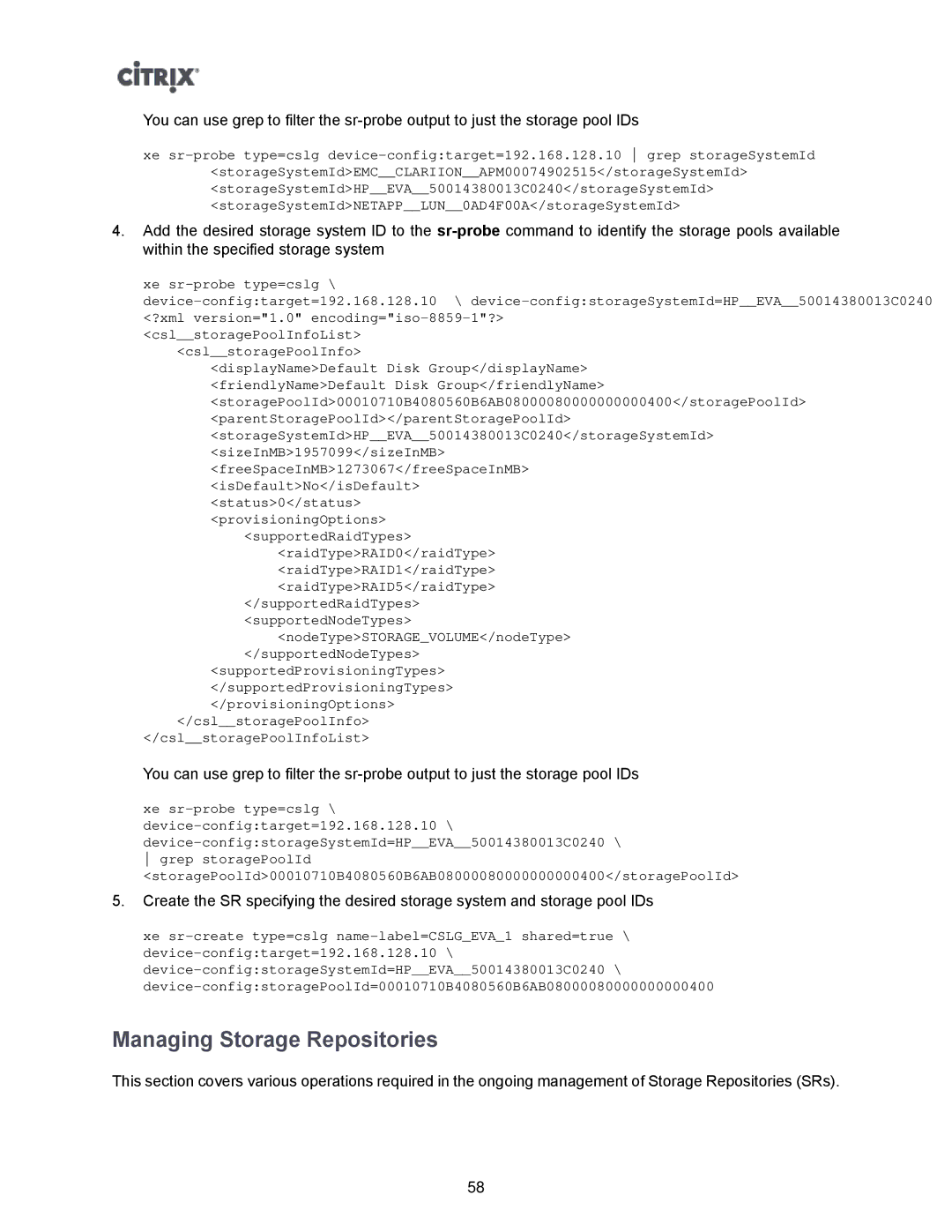 Citrix Systems 5.6 manual Managing Storage Repositories 