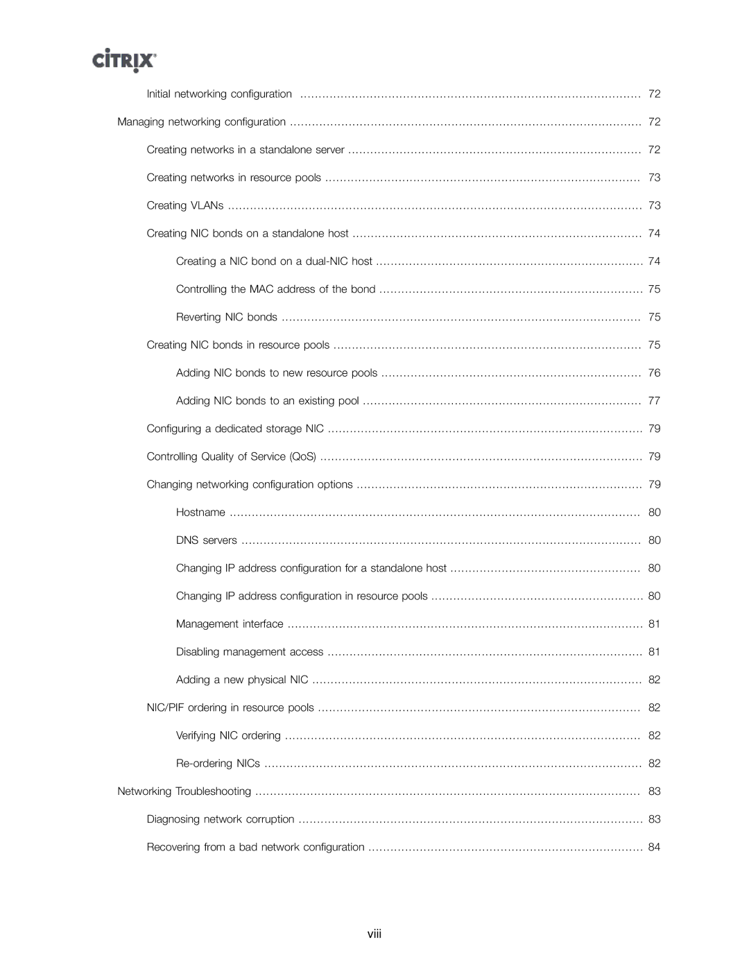 Citrix Systems 5.6 manual Viii 